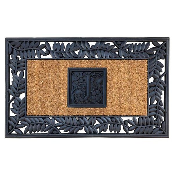 Nedia Home Nedia Home SOJ2457 24 x 57 in. Olive Border Sentinel Door Mat; Monogrammed J - Natural Brown & Black SOJ2457